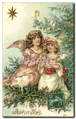 Dois anjos sob um abeto de Natal — editor não visível, n° de série 641