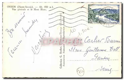 Onnion (Haute-Savoie) — Vista geral e o Monte Branco — Coleção G. Berthet, França — Verso