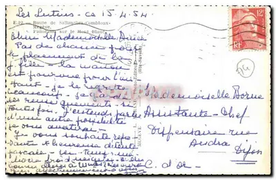 Panorama sur le Mont-Blanc — Les Lautins — Éditeur L. GRAND - Photo-Éditeur MEGÈVE — Verso