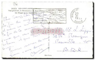 Les Contamines — Ogólny widok, Bionnassay, Mont Blanc, Miages i Bérangère — C.A.P. Réal-Photo — Rewers