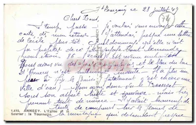 Annecy, a igreja e o Sevrière — a Tournette — editora Éditions Gill, n° 1.415 — Verso