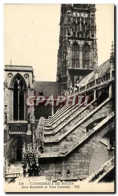 Cathédrale de Rouen — Arcs boutants et Tour centrale — Imp. Levy et Neudrein, Paris