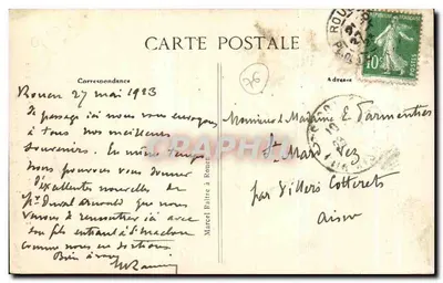 Rouen — Torre do Museu de Joana d'Arc — Resto do castelo fortificado construído por Felipe-Augusto em 1207, onde Joana d'Arc foi presa e compareceu perante seus juízes — Verso