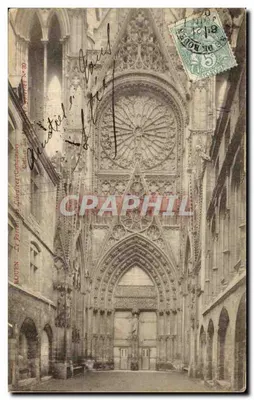 Interior da catedral de Rouen — vista da roseira e da nave — editor: Caldes des Librairies (Catedral) N° 99