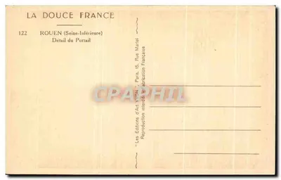 Rouen — Détail du Portail — Les Éditions d'Art YVON, Paris — Verso