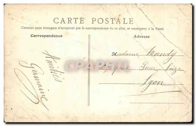 Bilhete postal antigo Tarare Castelo do Chalamour — Verso