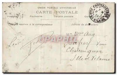 Femme en fourrure tenant une bouteille de champagne — scène de Nouvel An devant un grand cadran — éditeur F.K. PARIS n° 3503 — Verso