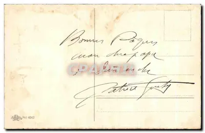 Cestinha de Páscoa — ovos coloridos, rosas e violetas — editor Nr 4042 — Verso