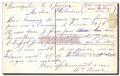 Menina em vestido rosa segurando um cesto de flores — Boa Ano — editor anônimo, n° 3262 — Verso