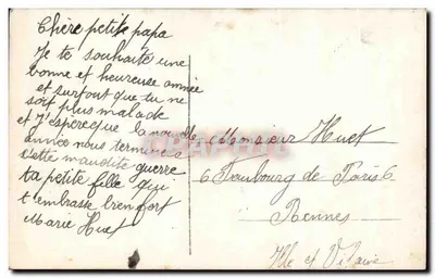 Niña en vestido rosa con un ramo de flores — Buena Año — J.K. 512 — Reverso