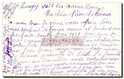 Houx i fioletowe kwiaty — Szczęśliwego Nowego Roku — J. Super, nr 919 — Rewers