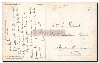 Spreewaldmotiv I. — Motief van het Spreewald — uitgever A. S.-M. Leipzig, nr. 225 — Achterkant