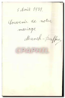 Casamento — 5 de agosto de 1939 — Mounck-Duffne — Verso