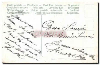 Vogel die een brief draagt — Herinnering van liefde — gedateerd 3/X 1906 — Achterkant