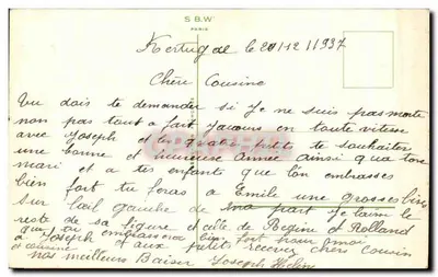Scena zimowa — dekor z margaretkami — wydawca S.B.W. Paryż — Rewers