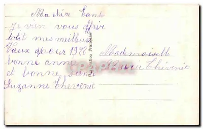 Dziewczynka w granatowej pelerynie trzymająca bukiet róż — Szczęśliwy Nowy Rok — SAPI Paris 2141 — Rewers
