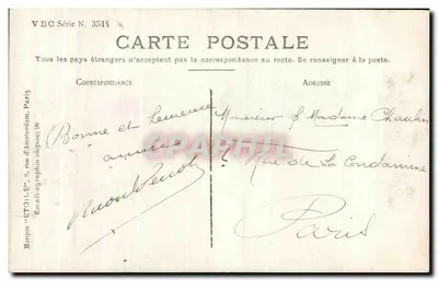 Giovane donna in abito blu e scialle di piume — Sazerac Phot. — 1909 — Verso