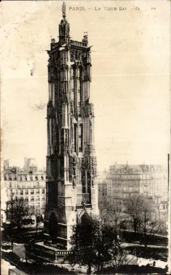 Bilhete postal antigo Paris La Tour Saint Jacques