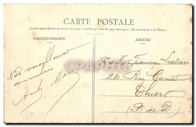 Clermont-Ferrand — Praça e Estátua de Blaise Pascal — Editor Genés-Labbé — Verso