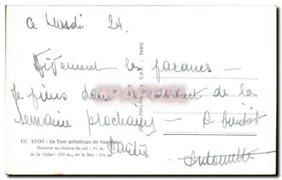 Lyon — A Torre Metálica de Fourrière — editor C.A.P. — n°131 — Verso