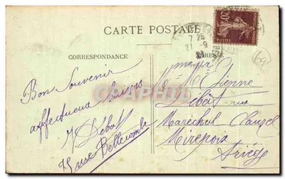 LYON — Place des Terreaux — Fontaine Bartholdi e o Hôtel de Ville — Editor Carrier, n° 6316 — Verso