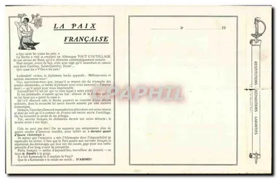 A Paz Francesa — A Paz sem Reparações — Imp. Studium, rue des Volontaires Prolongée, Paris — Verso