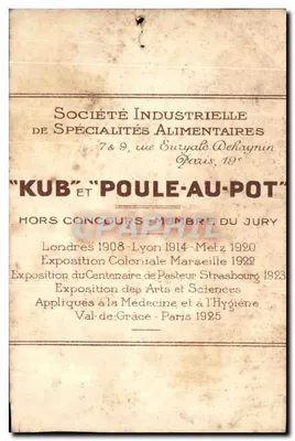 Kucharz w kuchni — menu na poniedziałek — Société Industrielle de Spécialités Alimentaires — Rewers