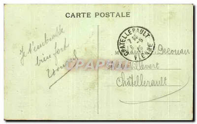 Notre-Dame de Pitié — statue assise sur coussin brodé — Cliché Cerceau — Verso