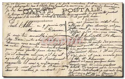Estatua de ángel y santo — monumento fúnebre — Tarjeta postal datada 1918 — Reverso