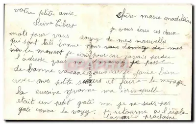 Jovem mulher em bicicleta — com buquê — editor DÉDÉ PARIS n°456 — Verso