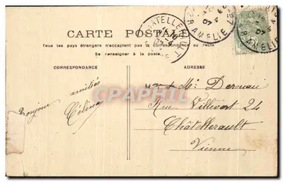 Paris - Hôtel de Ville — vue avec pont et bateau sur la Seine, éditeur IMPRIMÉ SUR LA CARTE — Verso