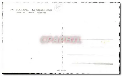 Biarritz - La Grande Plage richting het Casino Bellevue — C.A.P. Photo, Parijs — Achterkant
