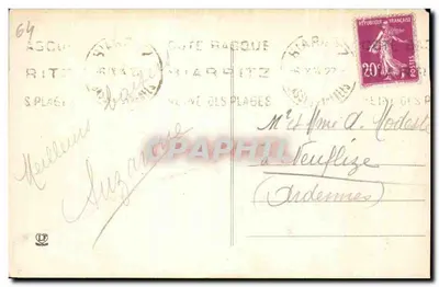 Biarritz — Hotel et Plage du Palais — Hotel Miramar — Phototypie Laboche Frères, Toulouse, n°1221 — Rewers
