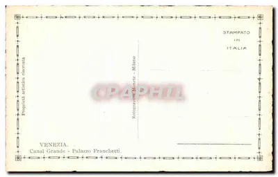 Venise — Canal Grande avec le Palazzo Franchetti et la basilique de Santa Maria della Salute — RotoGraphie Monete, Milan — Verso