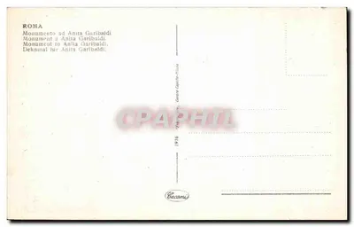 Monument do Anita Garibaldi — Rzym — wydawca Becanu, numer seryjny nie widoczny — Rewers