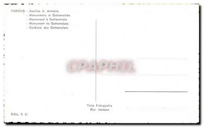 Padova - Monumento a Gattamelata — Basílica de São Antônio — Editor S. C. — Verso
