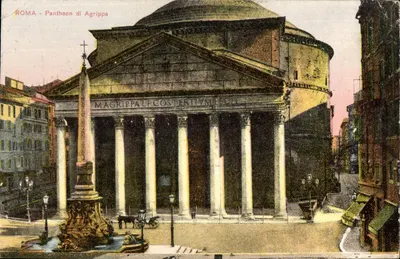 Stara pocztówka Włochy Rzym Pantheon Agryppy