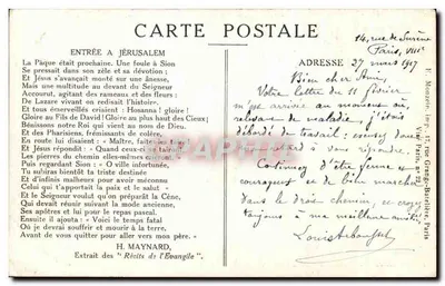 Entrada a Jerusalén — Los Ramos — Pélissier, Dir., 32, boulevard des Italiens, París — Reverso