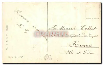 Joven mujer en vestido de flores — estudio — W. B. B. & Co. Viena, serie 2737 — Reverso
