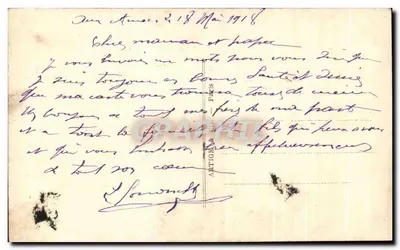 Żołnierz i młoda kobieta — 'Moje serce jest więźniem' — La Favorite, nr 2525, Visé-Paris — Rewers