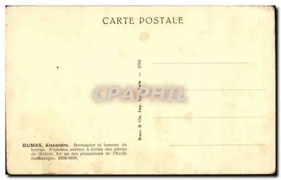 Alexandre Dumas — portrait en buste — Braun & Cie, Paris — Verso