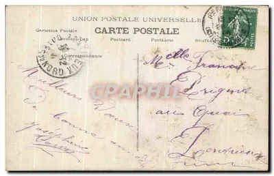 Kobieta w pelerynie z futerkiem trzymająca bukiet wrzosu — Szczęśliwy Nowy Rok 1908 — A.N. Paryż, nr 1008 — Rewers