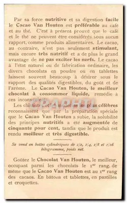 Des vaches buvant dans un fossé — tableau de W. Maris, Amsterdam — offert par les fabricants du cacao et chocolat Van Houten — Verso