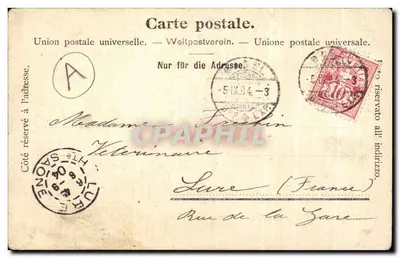 Place du Musikaal em Basel — Café-Restaurante Stadt-Casino e igreja — editor A. Clar, n° 5.904 — Verso