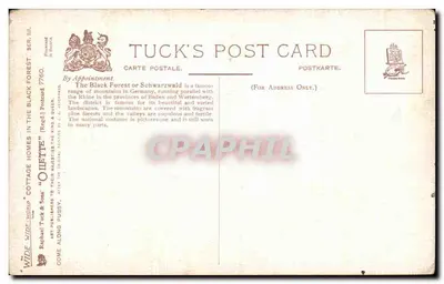 Cena de vida na Floresta Negra — Tuck's Post Card, série III, n°7760 — Verso
