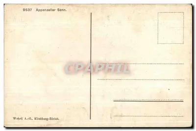 Senn - Appenzeller Senn — éditeur Wehrli A.-G., Kilchberg-Zürich, n° 9537 — Verso