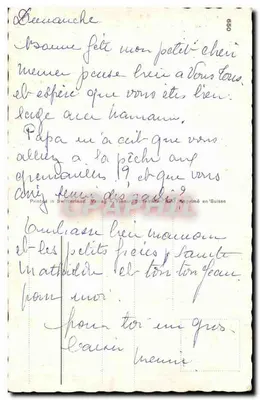 Chimpanzé ferreiro — Carta manuscrita para Bernauche — Impresso na Suíça — Verso