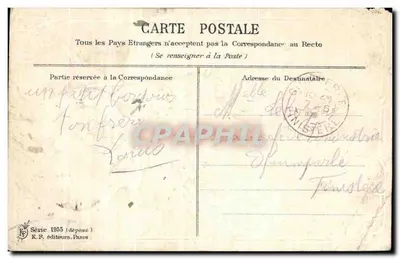 Deux colombes portant un panier de fleurs — éditeur K.P. éditeurs, Paris, série 1955 — Verso