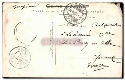 Ginebra - Isla Rousseau — vista del Ródano y del castillo, editor E.H.3 — Reverso