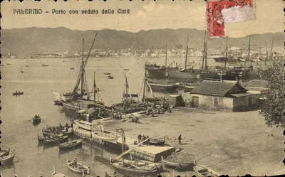 Palerme - Porto con veduta della Città — éditeur P. P. B. (Palerme) n° 8738